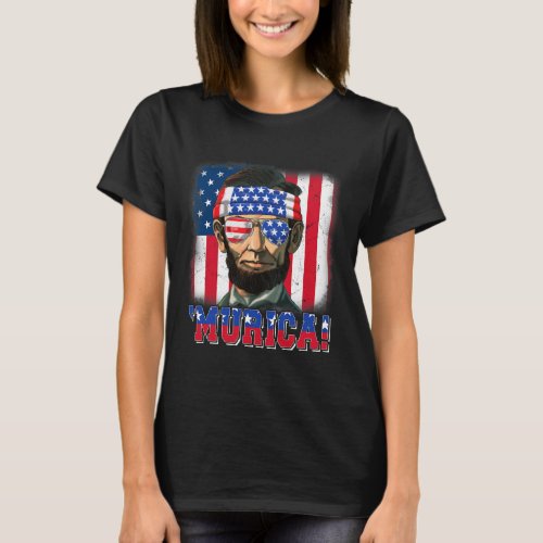 Abe Lincoln 4th Of July Murica Patriotic Men Boy K T_Shirt