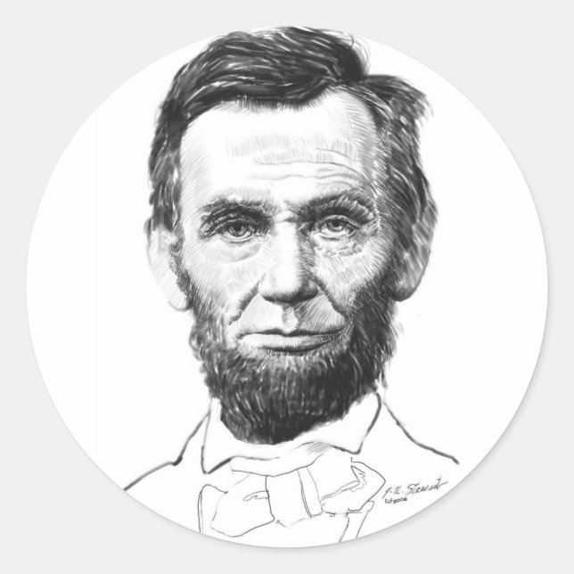 Abe Lincoln Classic Round Sticker (Front)
