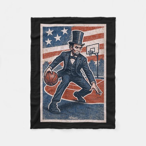 Abe Lincoln Dribbling - Aamerican Basball Player Fleece Blanket