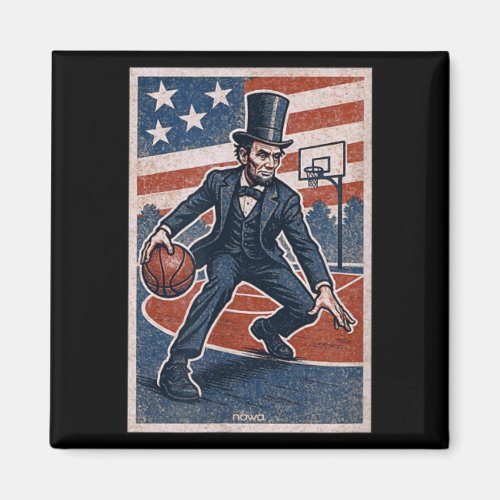 Abe Lincoln Dribbling - Aamerican Basball Player Magnet