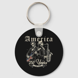 Abe Lincoln Founding Father Playing Guitar Keychain