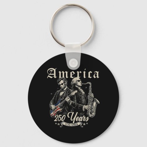 Abe Lincoln Founding Father Playing Guitar Keychain
