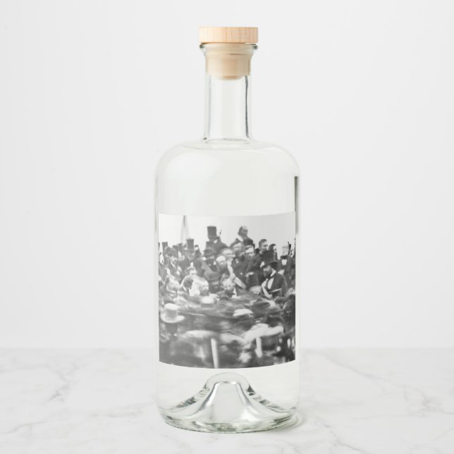 Abe Lincoln Gettysburg Address: End of Civil War Liquor Bottle Label (Front)