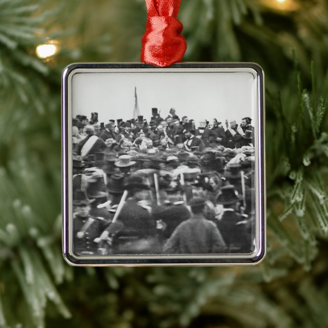 Abe Lincoln Gettysburg Address: End of Civil War Metal Ornament (Tree)