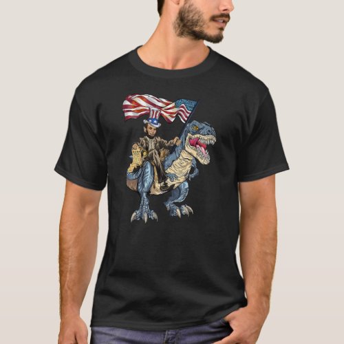 Abe Lincoln Murica T Rex Funny 4th Of July USA T_Shirt
