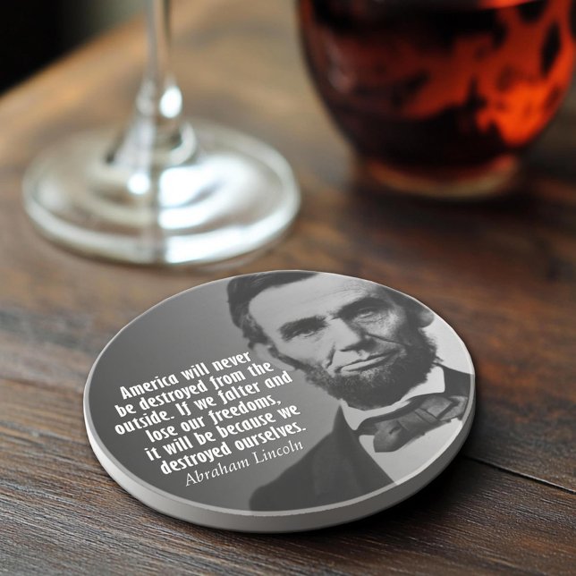Abe Lincoln Quotation on Freedom Drink Coaster (Abraham Lincoln Quote Coaster)