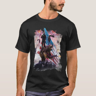 Abe Lincoln Riding Bear American Patriotic Funny T T-Shirt
