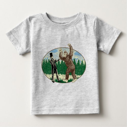 ABE LINCOLN SASQUATCH HUNTER _ Funny Bigfoot Logo Baby T_Shirt