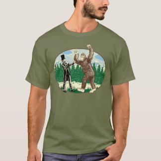 ABE LINCOLN: SASQUATCH HUNTER - Funny Bigfoot Logo T-Shirt