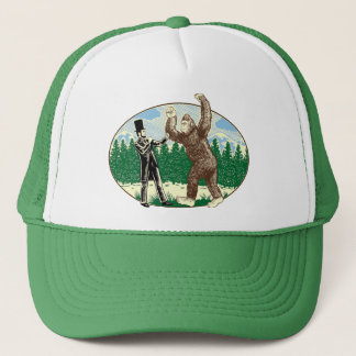 ABE LINCOLN: SASQUATCH HUNTER - Funny Bigfoot Logo Trucker Hat