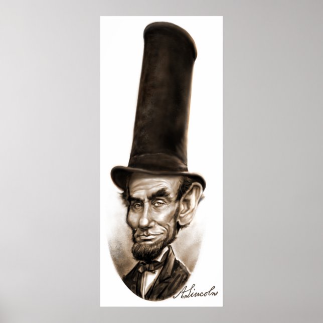 Abe Lincoln Stovepipe Hat Caricature Poster (Front)