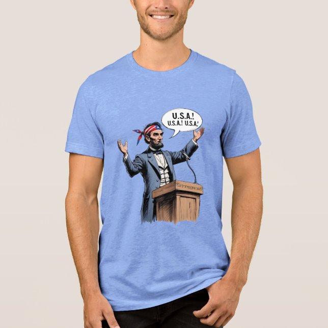 Abe Lincoln: "USA! USA! USA!" Tri-Blend Shirt (Front)