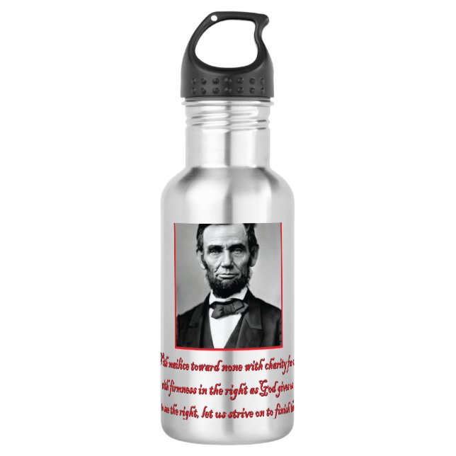 Abe-Malice-toward-none Stainless Steel Water Bottle (Front)