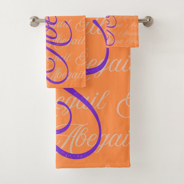 Abegail Repeating Name Pattern  Bath Towel Set (Insitu)