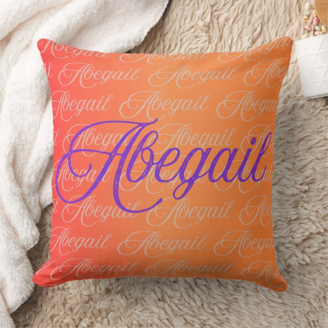 Abegail Repeating Name Pattern  Throw Pillow (Blanket)