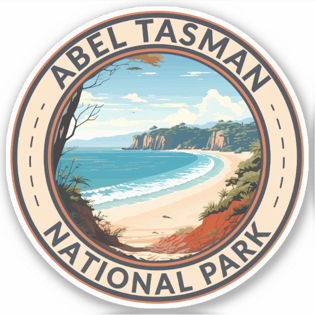 Abel Tasman National Park New Zealand Travel Retro Sticker (Front)