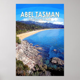 Abel Tasman National Park New Zealand Vintage  Poster