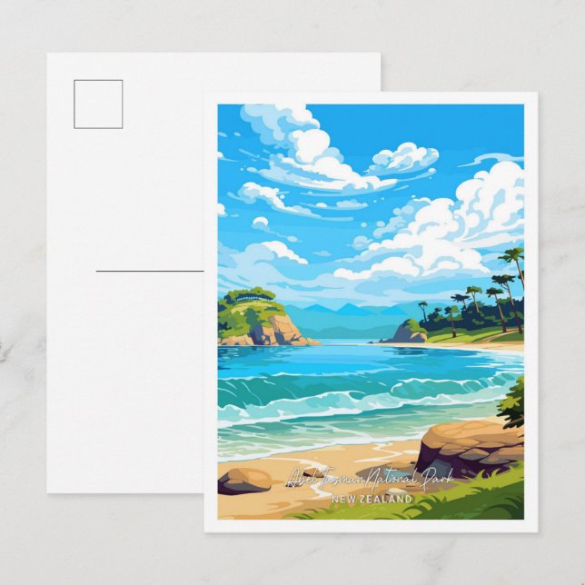 Abel Tasman National Park Travel illustration Postcard (Front/Back)