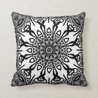 Abenaki Tribal Black White Pattern Cushion