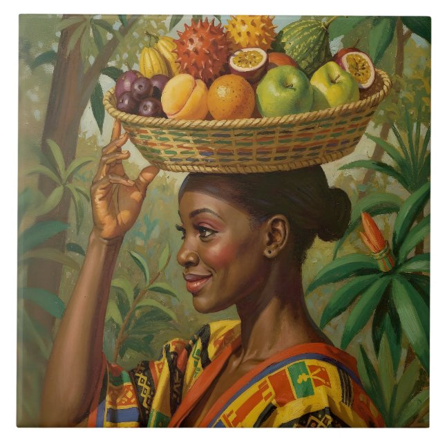 “Abeni”, Her Own Fruit – Black History Celebration Ceramic Tile (Front)