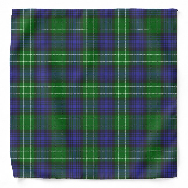 Abercrombie Blue Green Tartan Plaid Scottish Bandana (Front)