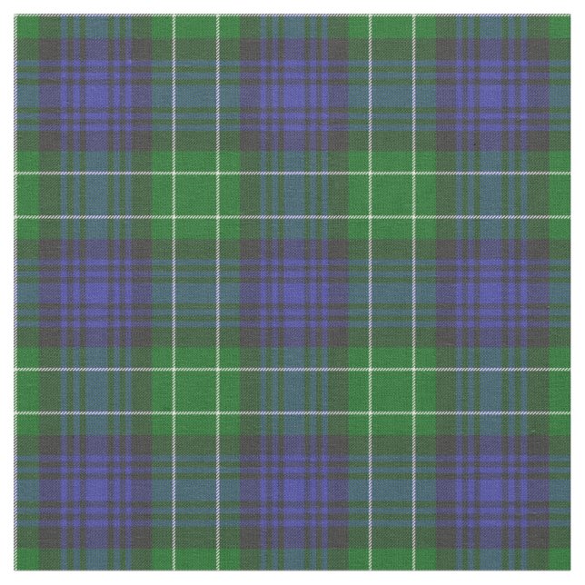 Abercrombie Blue Green Tartan Plaid Scottish Fabric (Close Up)