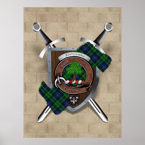 Abercrombie Clan Badge Crossed Swords Poster 18x24