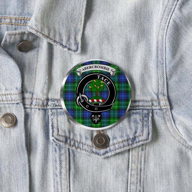 Abercrombie Clan Badge & Tartan Button (In Situ)
