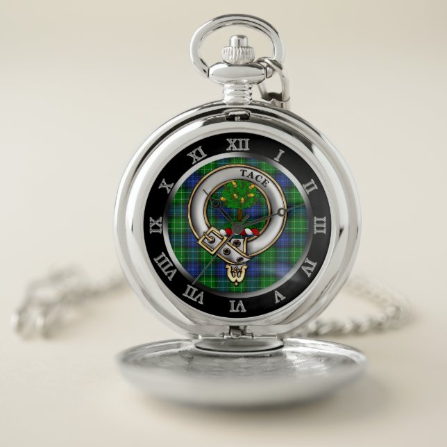 Abercrombie Clan Badge & Tartan  Silver Pocket Watch (Inside)