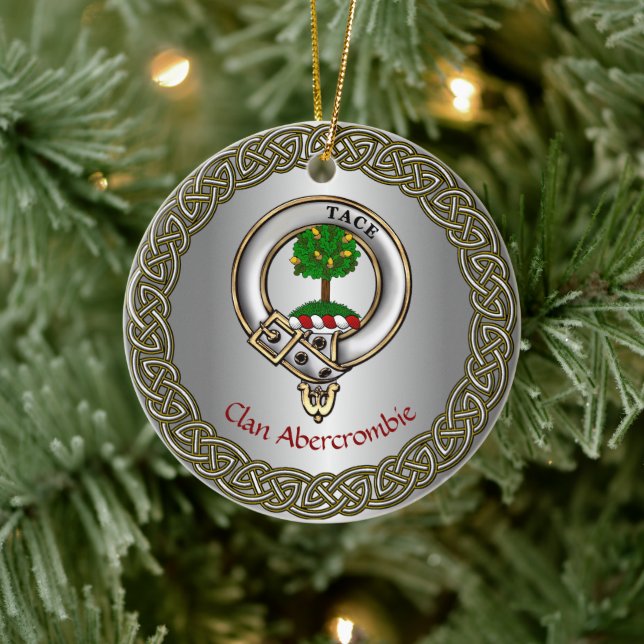 Abercrombie Clan Badge/Tartan Thistle Personalized Ceramic Ornament (Tree)