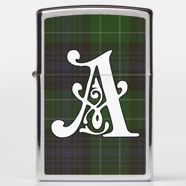 Abercrombie Clan Tartan Monogram Zippo Lighter (Front)