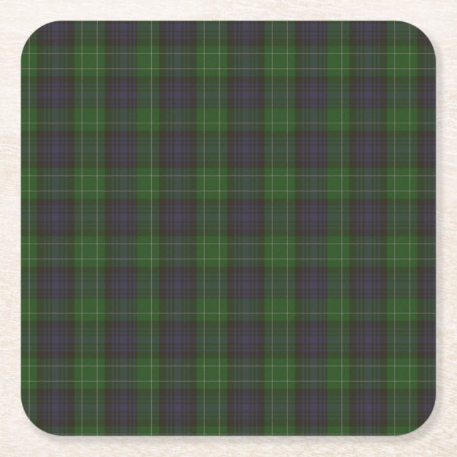 Abercrombie Clan tartan Square Paper Coaster (Front)