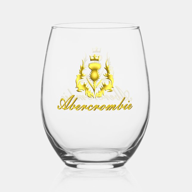 Abercrombie Gold Crowned Thistle Stemless Wine Glass (Front)