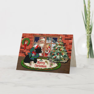 Abercrombie Scottie & Santa w/Crest Personalized Holiday Card