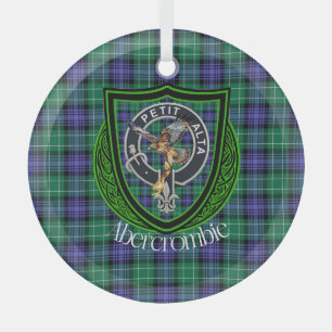 Abercrombie Scottish Clan Tartan & Crest Glass Ornament