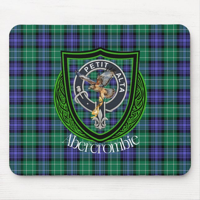 Abercrombie Scottish Clan Tartan & Crest Mouse Pad (Front)
