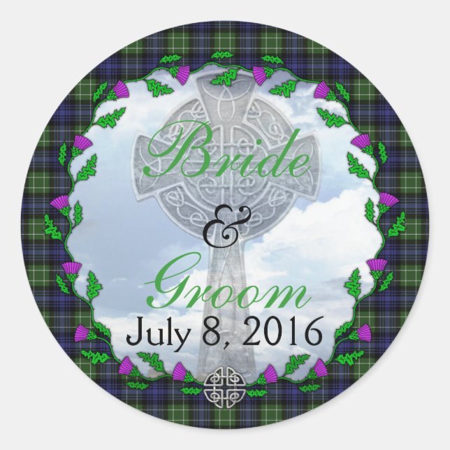 Abercrombie Scottish Wedding Favor Classic Round Sticker (Front)