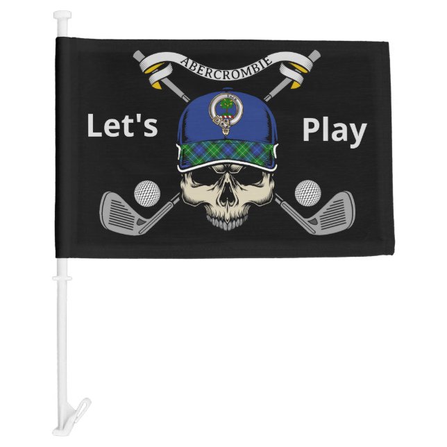 Abercrombie Skull & Crossed Golf Clubs Car Flag (Front)
