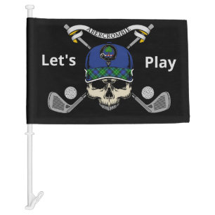 Abercrombie Skull & Crossed Golf Clubs Car Flag