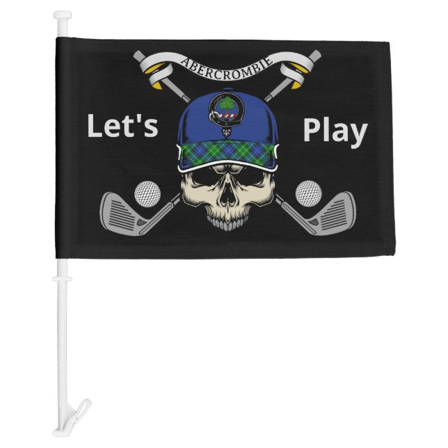 Abercrombie Skull & Crossed Golf Clubs Car Flag (Front)