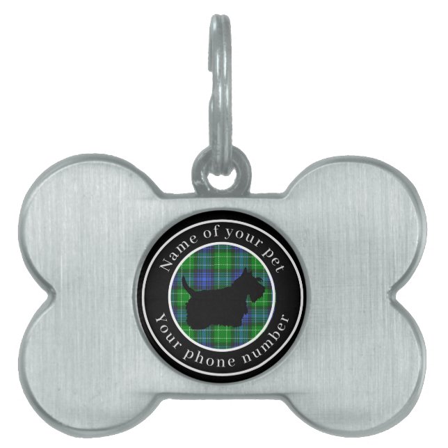 Abercrombie Tartan Scottie Dog Personalized Pet ID Tag (Front)