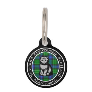 Abercrombie Tartan & Scottish Kitty Personalized Pet ID Tag