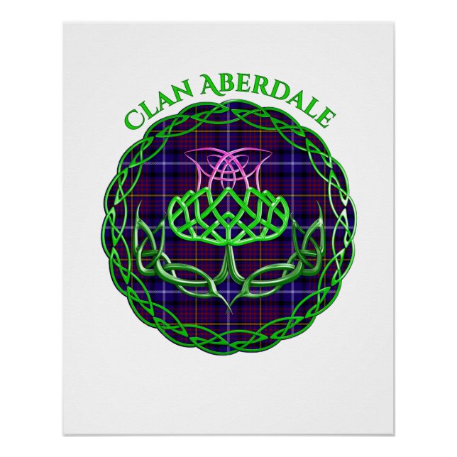 Aberdale Scottish Tartan Celtic Thistle Poster (Front)