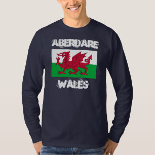 Aberdare, Wales with Welsh flag T-Shirt