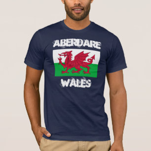 Aberdare, Wales with Welsh flag T-Shirt
