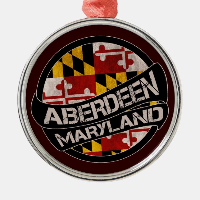 Aberdeen Maryland flag grunge round ornament (Front)
