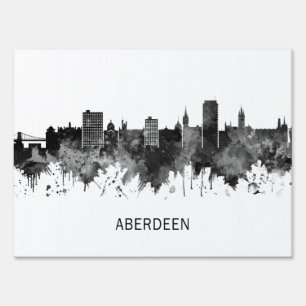 Aberdeen Scotland Skyline BW Sign