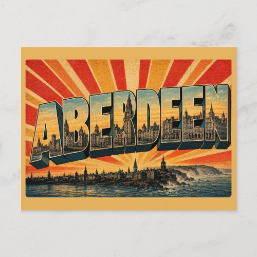 Aberdeen Scotland Vintage Travel Art Postcard