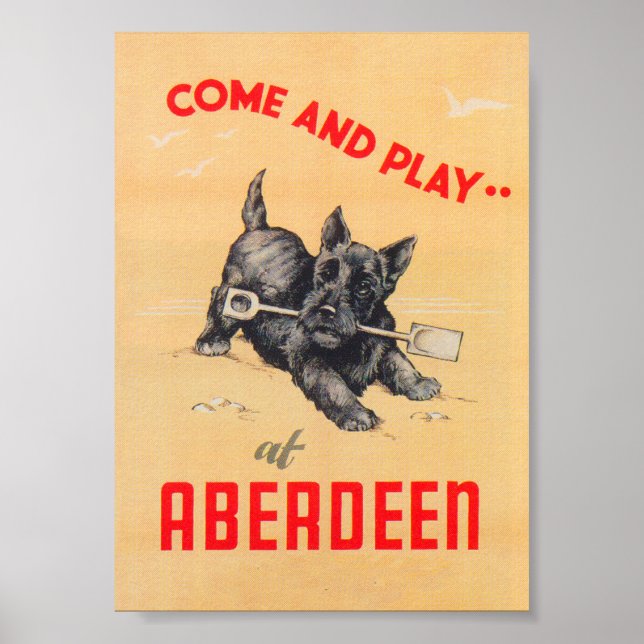 Aberdeen Scotland Vintage Travel Poster (Front)