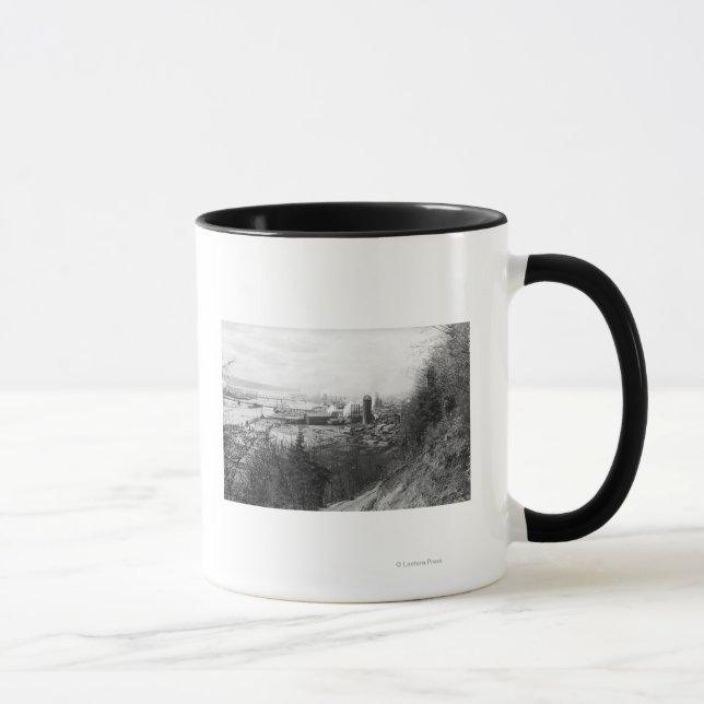 Aberdeen, WA Town View Mill and Harbor Photograp Mug (Right)